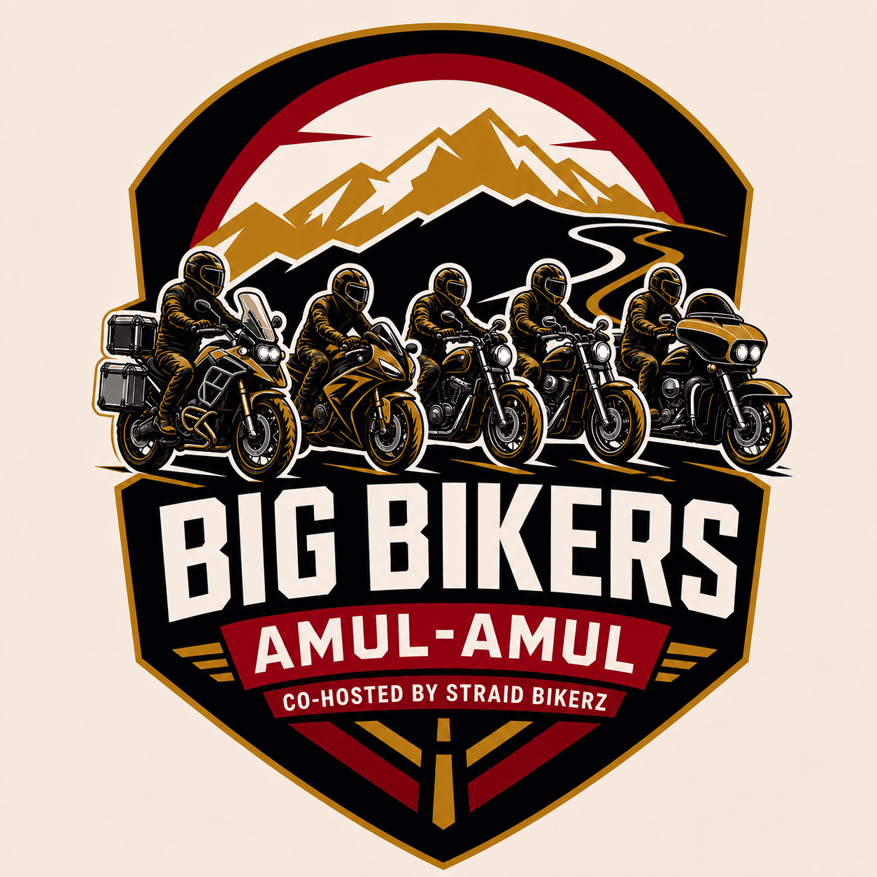 Big Bikers Amul-Amul shield badge with riders, part of the Bukidnon Moto Festival and co-hosted by Straid Bikerz